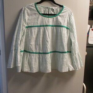 NEW CROWN & IVY XL TOP BOHO HIPPIE  GYPSY NWT GREEN & WHITE